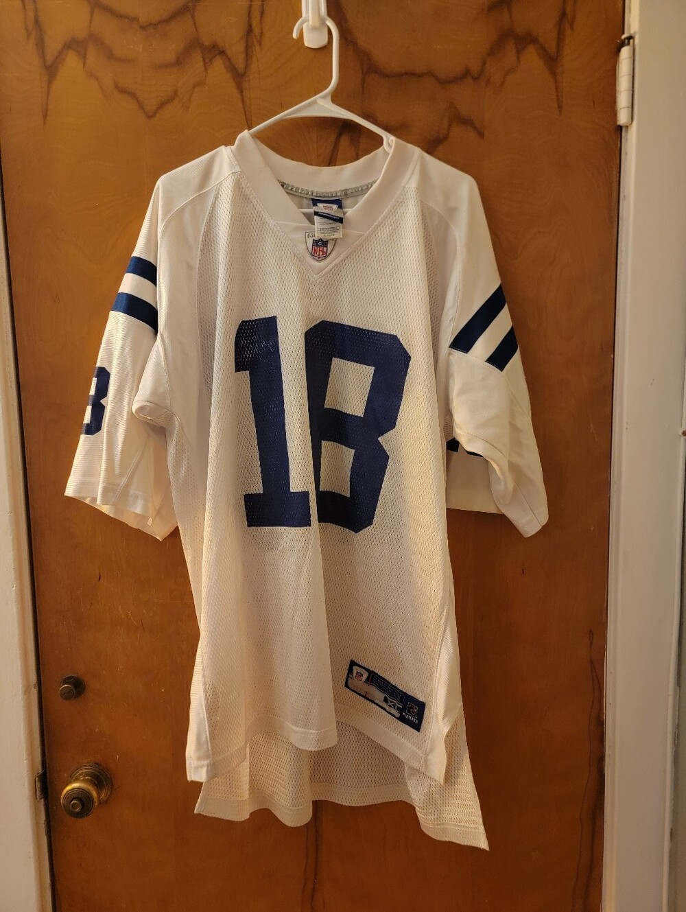 Reebok White and Blue NFL Mesh Jersey#18 Peyton Manning